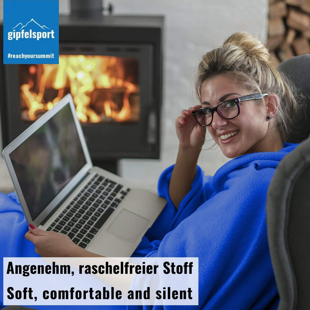 gipfelsport Mikrofaser Fleece Decke mit Schlafsackfunktion I Grösse 185 x 150cm, ca. 690 g I Microfa