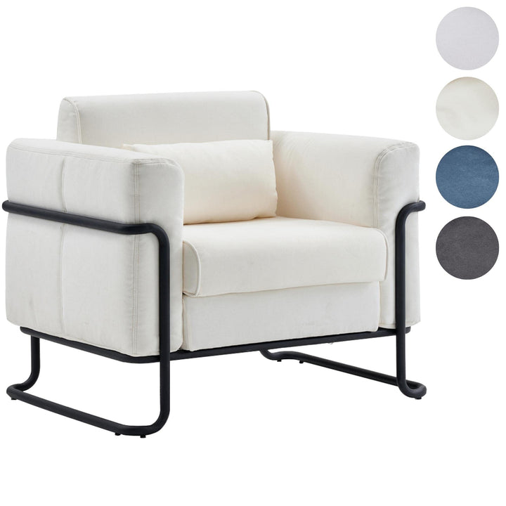 Mingone Sofa Sessel Creme Couch Modern Design TV Sessel Wohnzimmer Einzelsofa Loungesessel Leinen Re