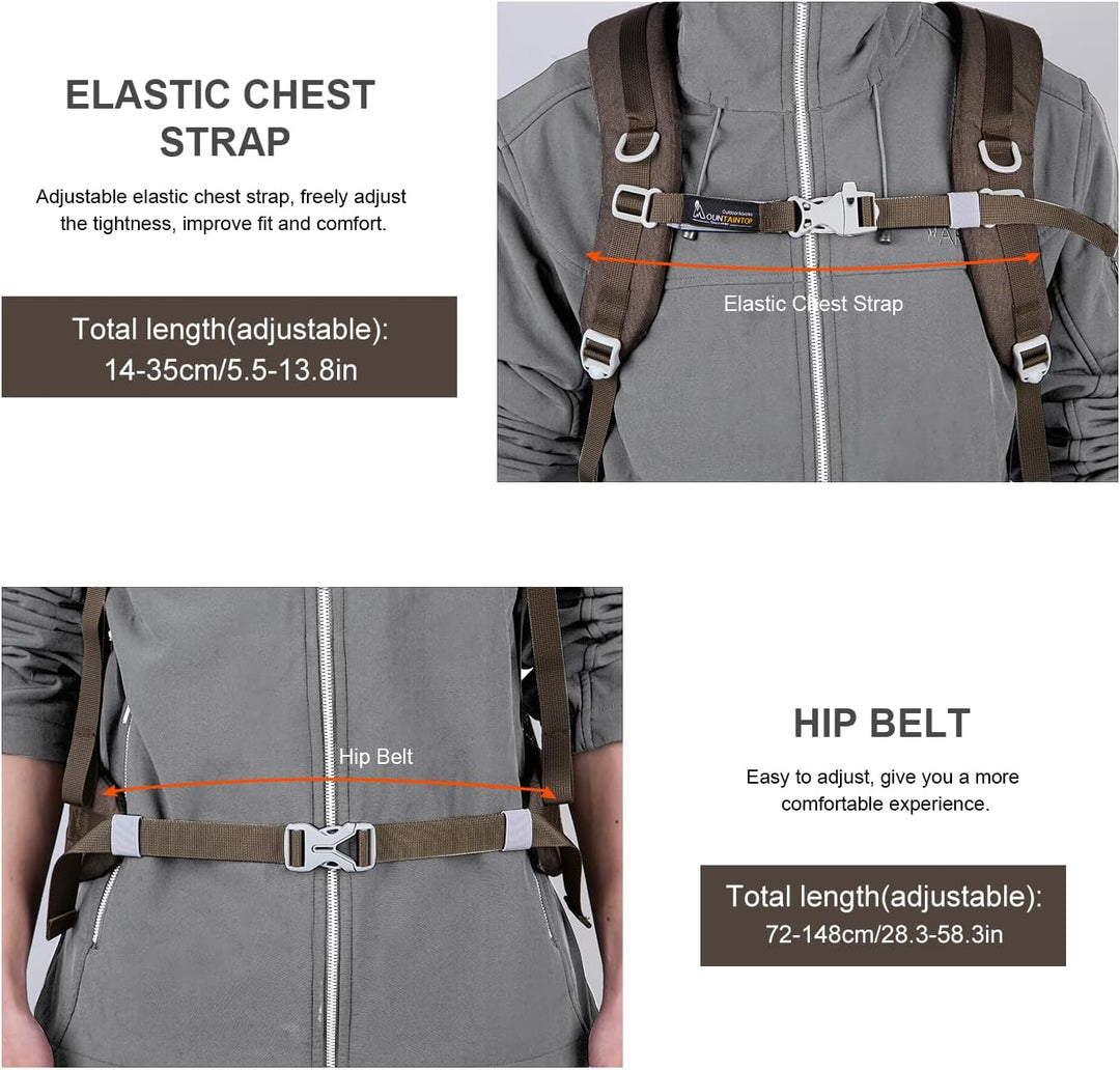 Mountaintop 40L Wanderrucksack Herren Damen mit Regenhülle für Reisen 40 Liter Braun, 40 Liter Braun