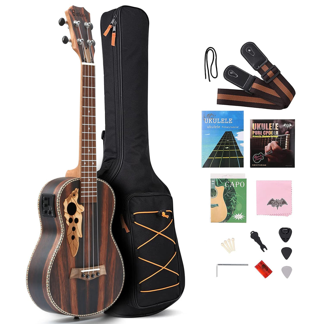 Batking Bariton Ukulele Elektrisch, 30 Zoll Backwood Baritone Ukulelen mit Halsspannstab mit Gitarre