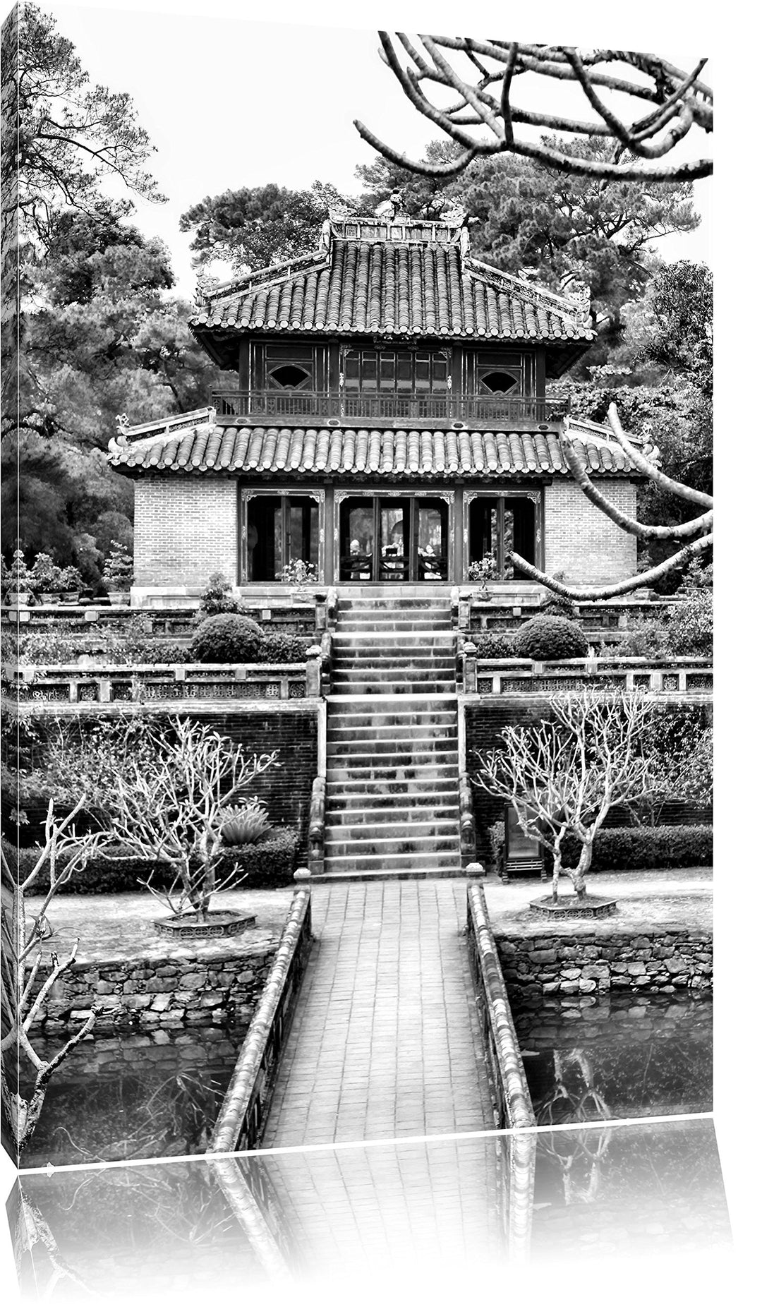 Pixxprint chinesischer Tempel als Leinwandbild/Grösse: 100x70 / Wandbild/Kunstdruck/fertig bespannt,