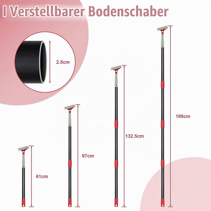 Tapetenschaber lang, Farbschaber mit langem Stiel, 1 Stück Tapetenschaber mit Gummigriff, Fenstersch