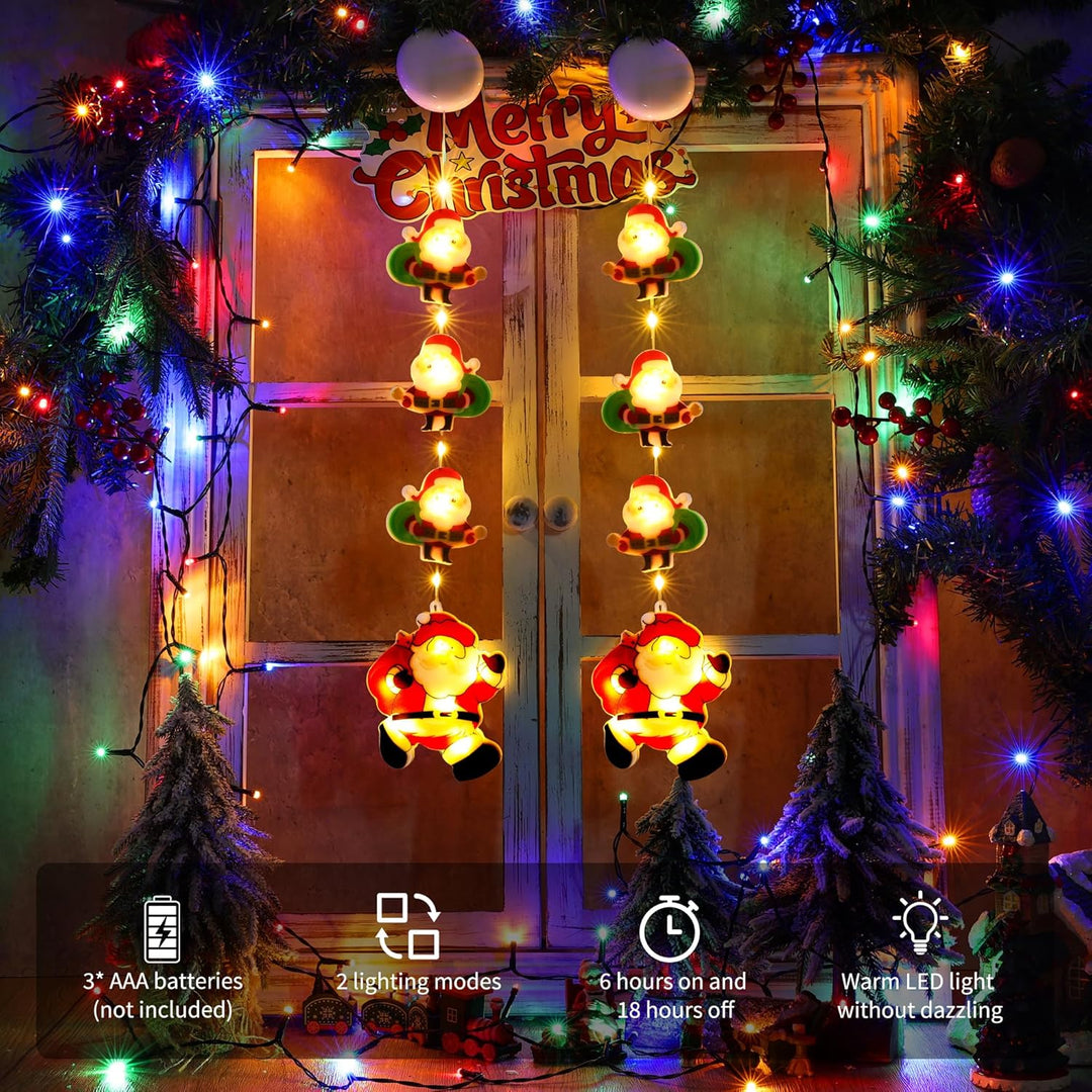 BrizLabs Weihnachtsdeko Fenster Lichter, 2 Stück LED Innen Fensterlichter Batterie Weihnachtsmann Hä