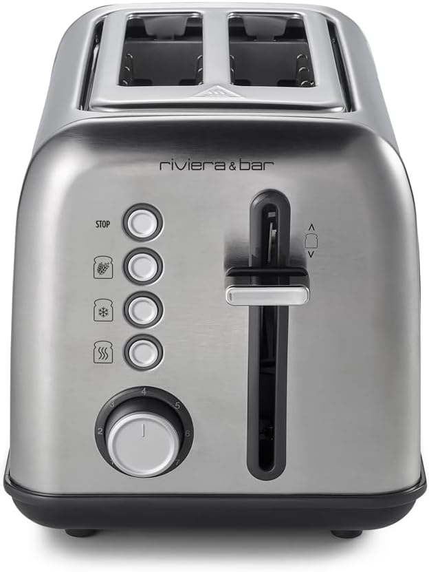 riviera&bar 2-Scheiben Toaster – 7 Bräunungsstufen, Auftauen, Aufwärmen & Vollkornfunktion, High-Lif