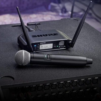 Shure GLXD24+/SM58 Dual Band Pro Digital Wireless Mikrofonsystem für Kirche, Karaoke, Gesang - 12-St