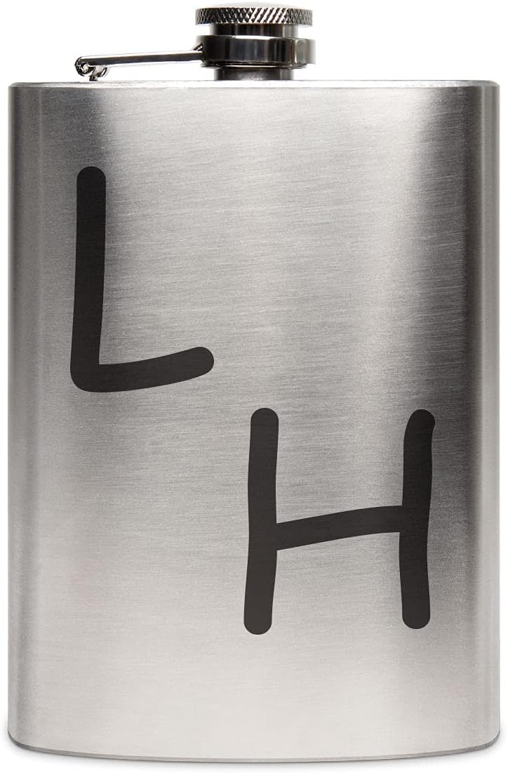 Edelstahl Flachmann 237 ml silber inkl. individuelle Gravur in Schwarz von Paule Black - personalisi