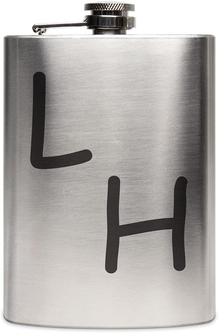 Edelstahl Flachmann 237 ml silber inkl. individuelle Gravur in Schwarz von Paule Black - personalisi