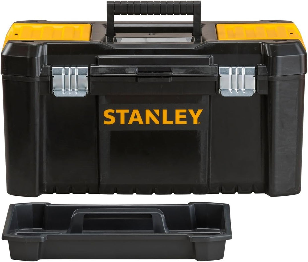 STANLEY Werkzeugkoffer (19", 49x25x25cm, Werkzeugbox mit Metallschliessen, stabiler Organizer aus Ku
