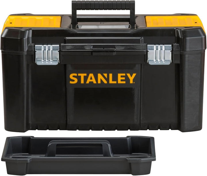 STANLEY Werkzeugkoffer (19", 49x25x25cm, Werkzeugbox mit Metallschliessen, stabiler Organizer aus Ku