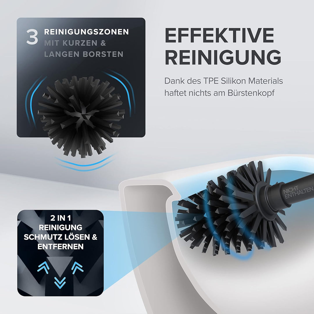 Ersatzbürstenkopf Vejro für Klobürste | praktisches 3er-Set | schwarz | Silikon Ersatzbürstenkopf |