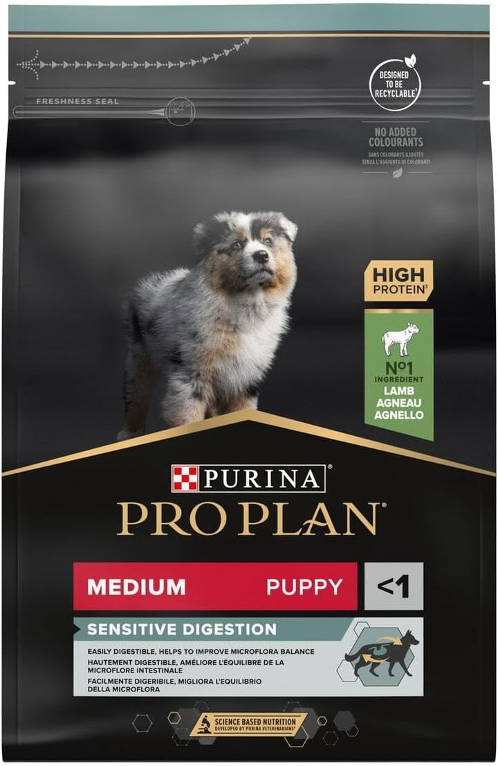 PURINA PRO PLAN Medium Puppy Sensitive Digestion, Welpenfutter trocken, reich an Lamm, 1er Pack (1 x