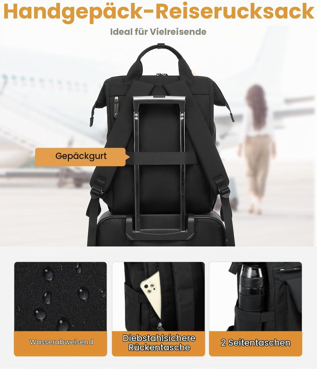 LOVEVOOK Rucksack Damen, Gross Laptop Schulrucksack Mädchen Teenager 17 Zoll mit Datenkabel-Beutel,