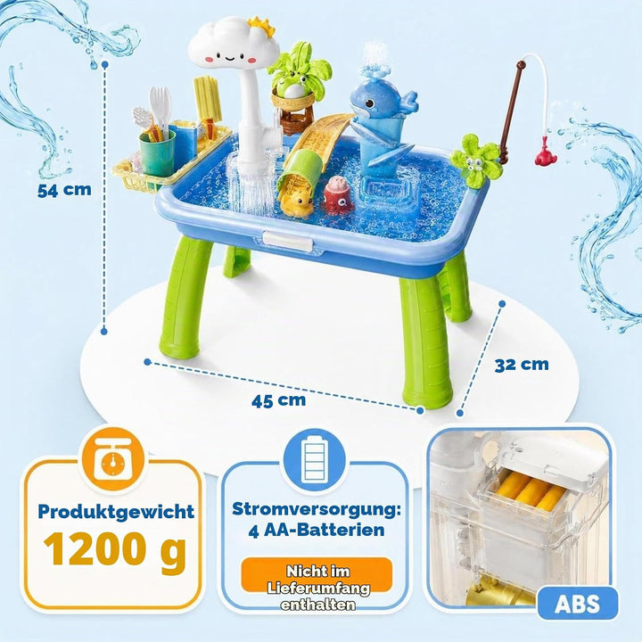 Wasserspieltisch Für Kinder | Lustige Spielwaschtische Mit Fliessendem Wasser Pumpe | 4-in-1 Outdoor