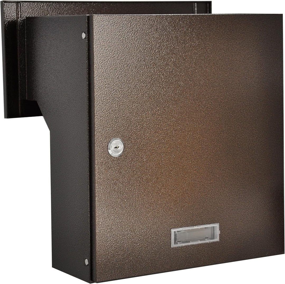 Mauerdurchwurf Briefkasten Braun Bronze Antik Einbaubriefkasten Durchwurfkasten mit regulierbarer Ti