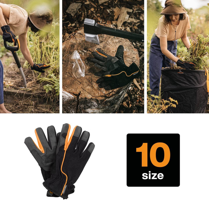 Fiskars Ergonomic Weed Puller + Hoe + Trowel + Garden Gloves eCom