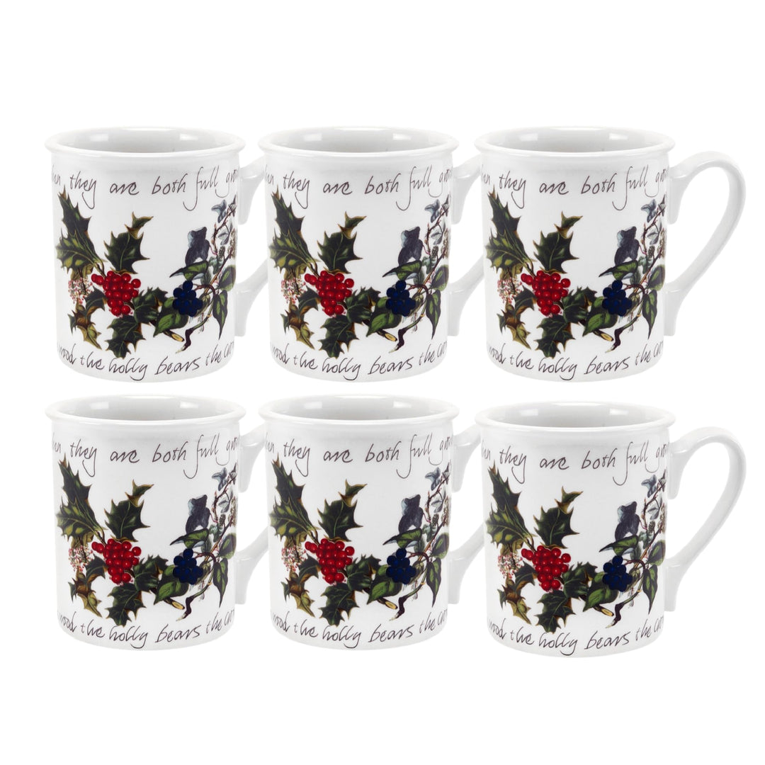Portmeirion Stechpalmen- und Efeu-Frühstücksbecher, 6 Stück