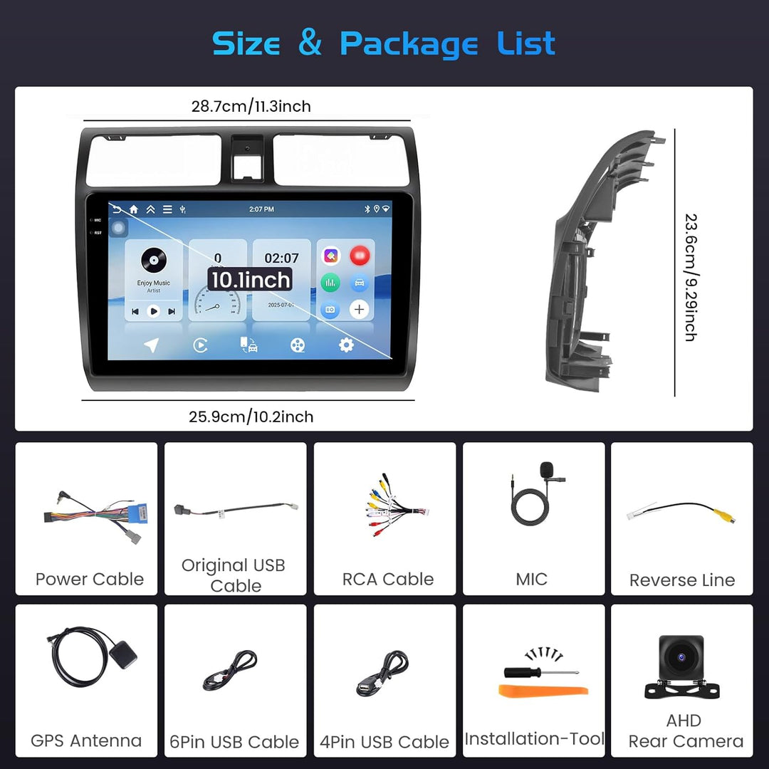 4+128G Autoradio für Suzuki Swift 2003-2010 Android 15 mit 10'' In-Cell Bildschirm Unterstützung Wir