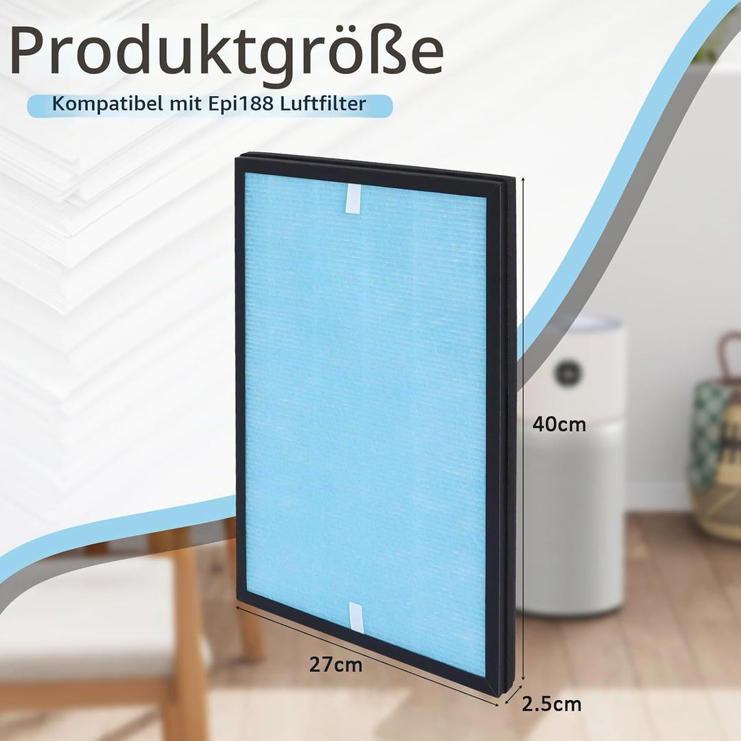 4-in-1 Ersatzfilter Kompatibel mit 𝗔𝗶𝗶𝗯𝗼𝘁 Epi188 Luftfilter, Epi188 Ersatz-Filter, Ersatz HEPA Filte