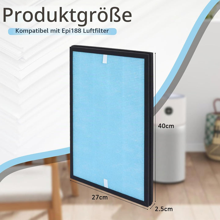4-in-1 Ersatzfilter Kompatibel mit 𝗔𝗶𝗶𝗯𝗼𝘁 Epi188 Luftfilter, Epi188 Ersatz-Filter, Ersatz HEPA Filte