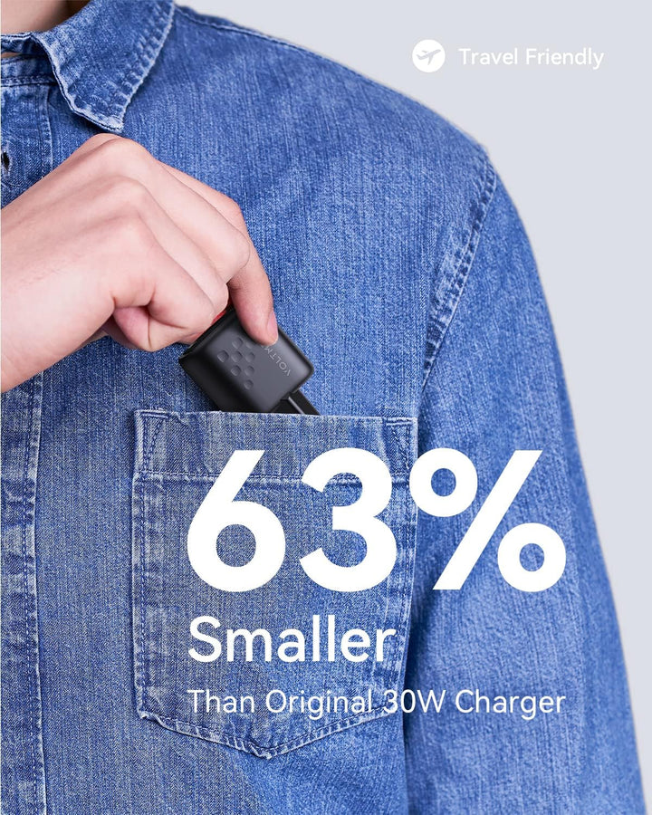 VOLTME USB C Ladegerät, 30W GaN Schnellladung mit PD3.0 QC3.0 PPS, Kompakt Doppel Netzteile kompatib