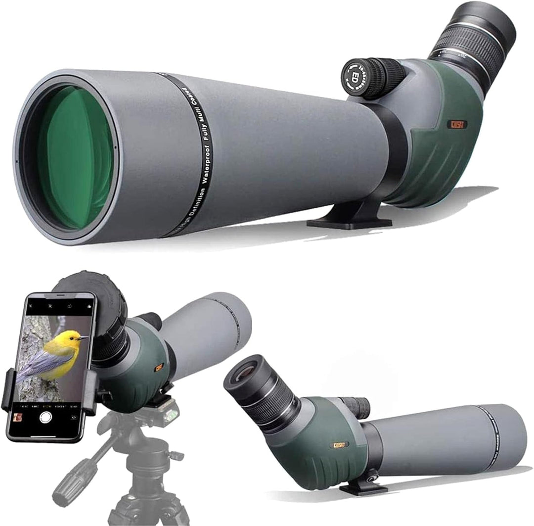 Gosky ED Spektiv mit Doppelter Fokussierung 20-60x 80mm mit Smartphone-Adapter, Spektive mit Extra G