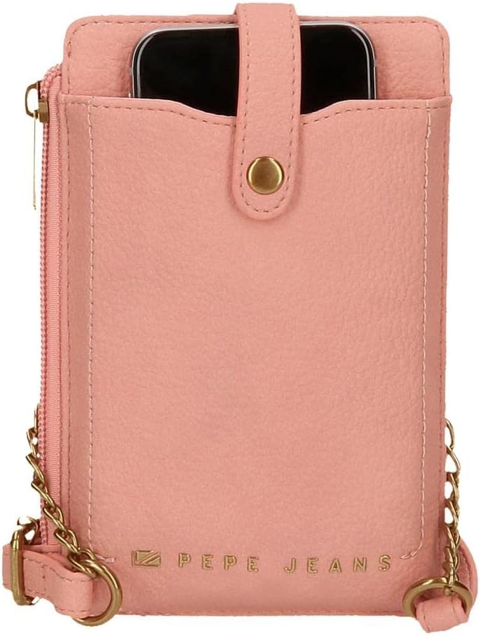Pepe Jeans Diane Umhängetasche Handyhalter Pink 9,5x16,5 cm Kunstleder Rosa mobile Umhängetasche, Ro