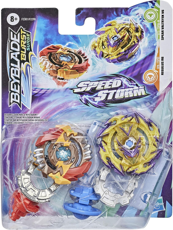 Beyblade Burst Surge Speedstorm Spear Valtryek V6 und Regulus R6 Kreisel Doppelpack – 2 Battle Kreis