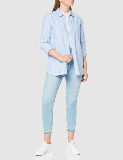 NA-KD Damen Skinny High Waist Open Hem Jeans, Hellblau