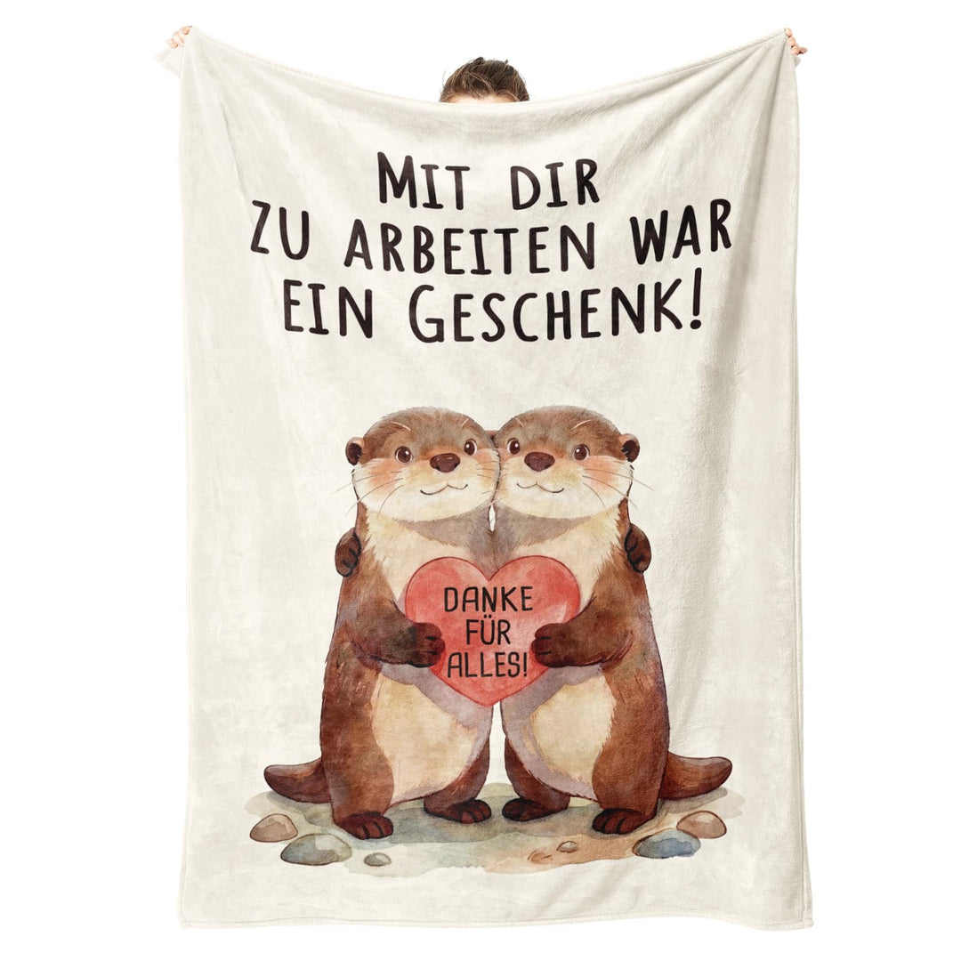 Abschiedsgeschenk Kollegen Jobwechsel, Abschied Kollegin Rente, Otter Kuscheldecke, Abschiedsgeschen
