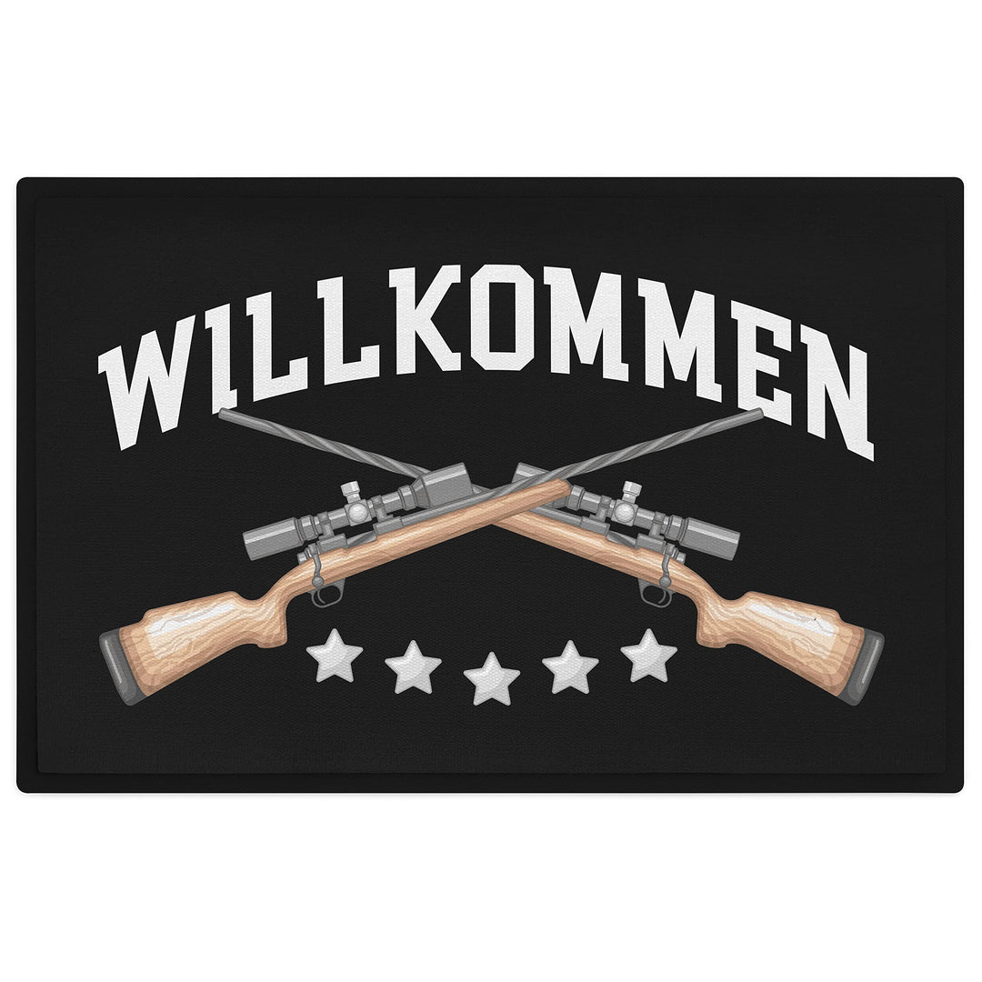 Trendation - Willkommen Fussmatte Grafik Schmutzfangmatte Geschenk Aussen Innenbereich 60x40 cm Wasc
