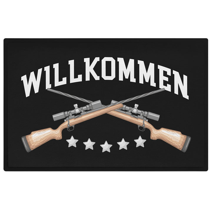 Trendation - Willkommen Fussmatte Grafik Schmutzfangmatte Geschenk Aussen Innenbereich 60x40 cm Wasc