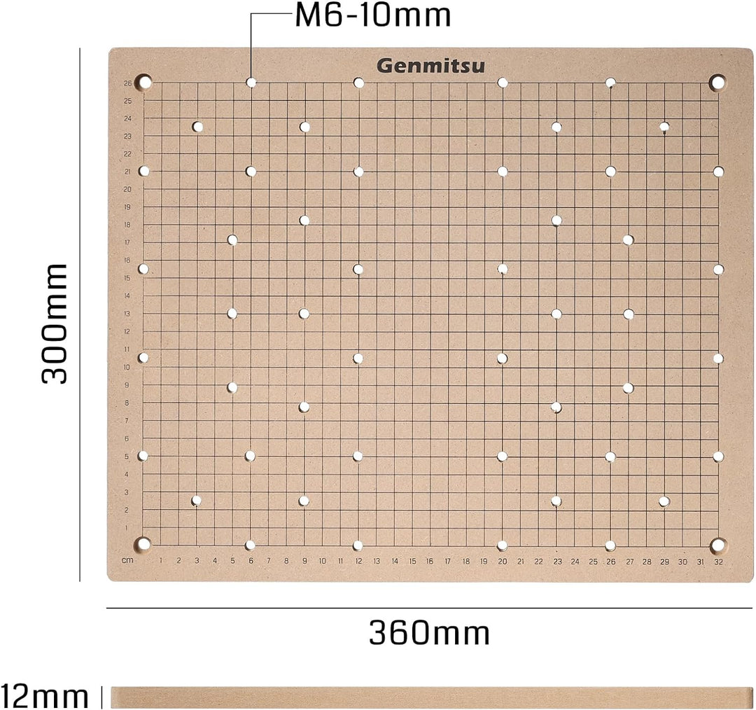 Genmitsu CNC MDF-Gitter-Spoilboard für 3030-PROVer MAX CNC-Fräsmaschine, 360 x 300 x 12 mm, M6-Löche