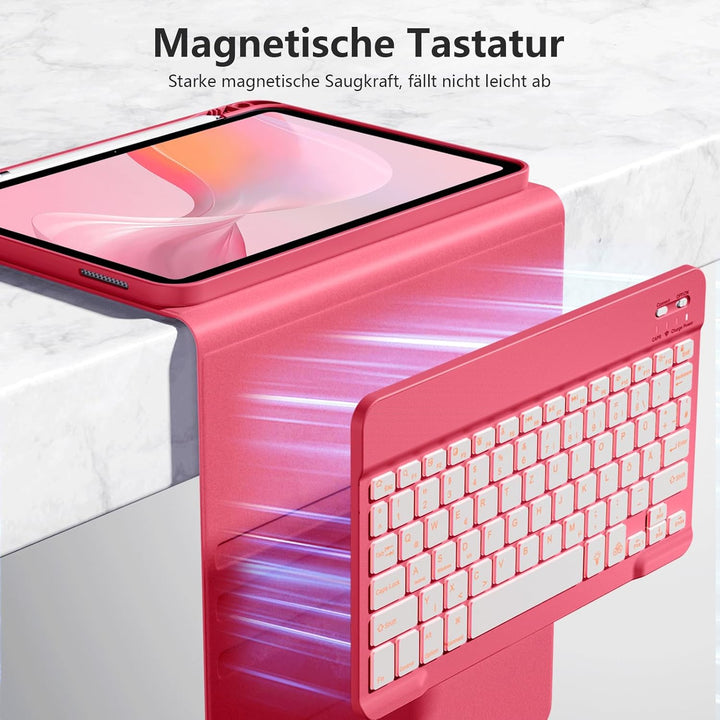 Hülle mit Tastatur für iPad 11 Generation A16/10 Generation (11/10.9 Zoll, 2025/2022), 7-farbige Bel