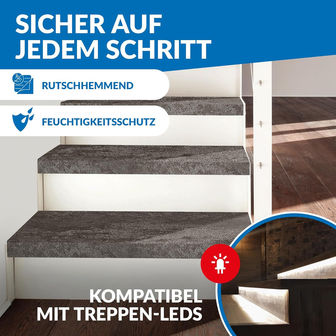 Treppenstufen mit U-Profil [LED-kompatibel] Renovierungsstufen für die Treppe, Laminat-Stufen, Tritt