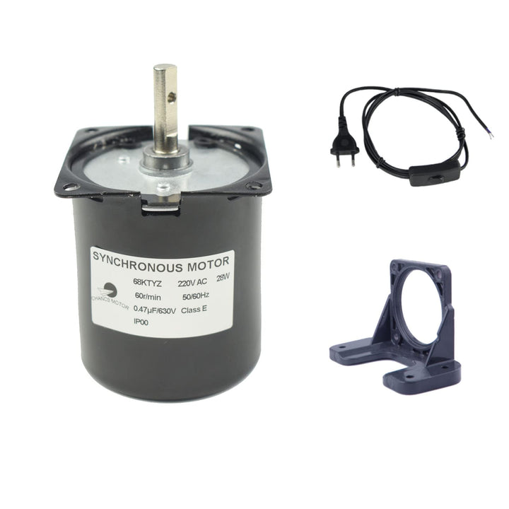 CHACNS Elektromotor 68KTYZ 220V 60RPM Umschaltbarer Metallmotor mit grossem Drehmoment und Netzkabel