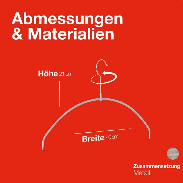 MAWA Kleiderbügel Light, Set mit 20 platzsparenden und rutschfesten Bügeln, ideal für T-Shirts, Tops