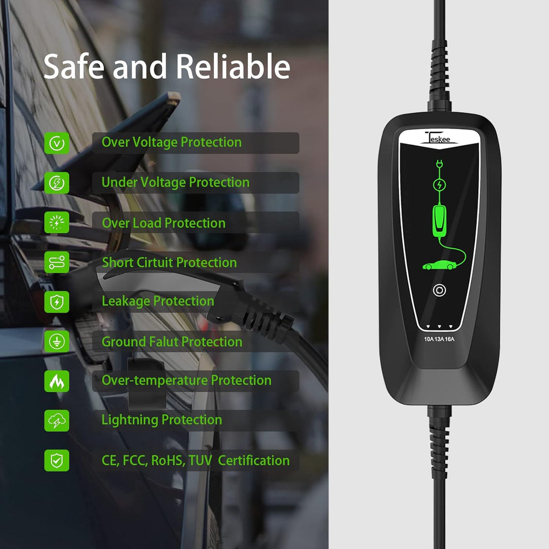 Teskee EV-Ladegerät Typ 2 Tragbare EV-Autos Heim-Ladestation Wallbox mit Anzeigeleuchte Tragetasche