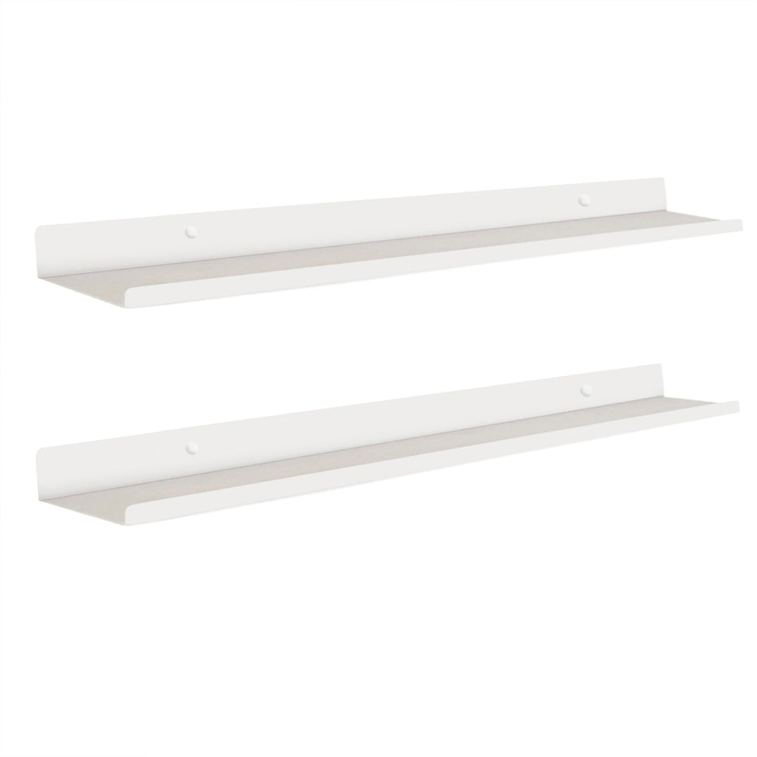 MILUKA Wandregal Weiss Metall | 2er Set Regal Wand 70 cm Long | Wandboards, Für Dekos, Bilderrahmen,