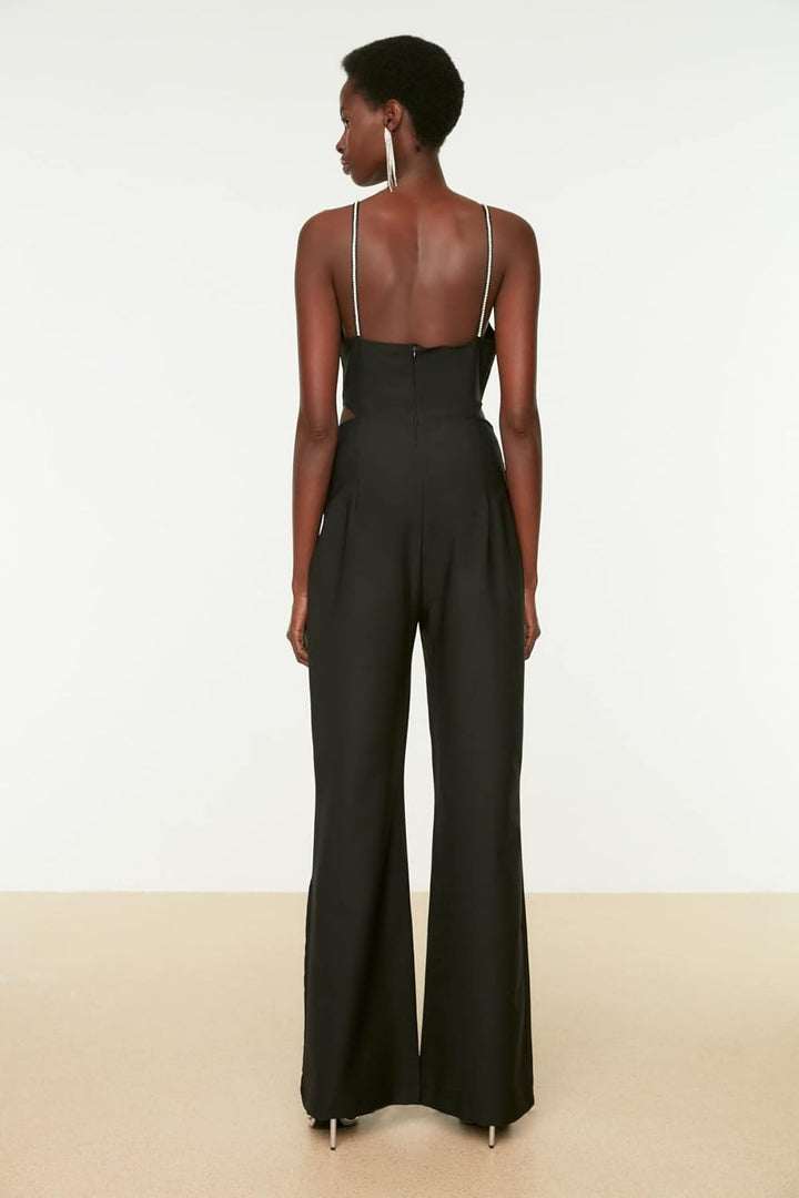 TRENDYOL Damen Taille Detaillierter Stein Hängender Overall 36 Schwarz, 36 Schwarz
