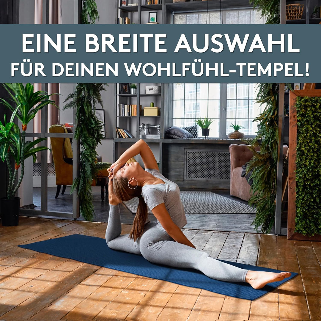 LILENO SPORTS Yoga Matte (180x60cm) inkl. Tragegurt - Sport und Yogamatte extra rutschfest in 4 mm D