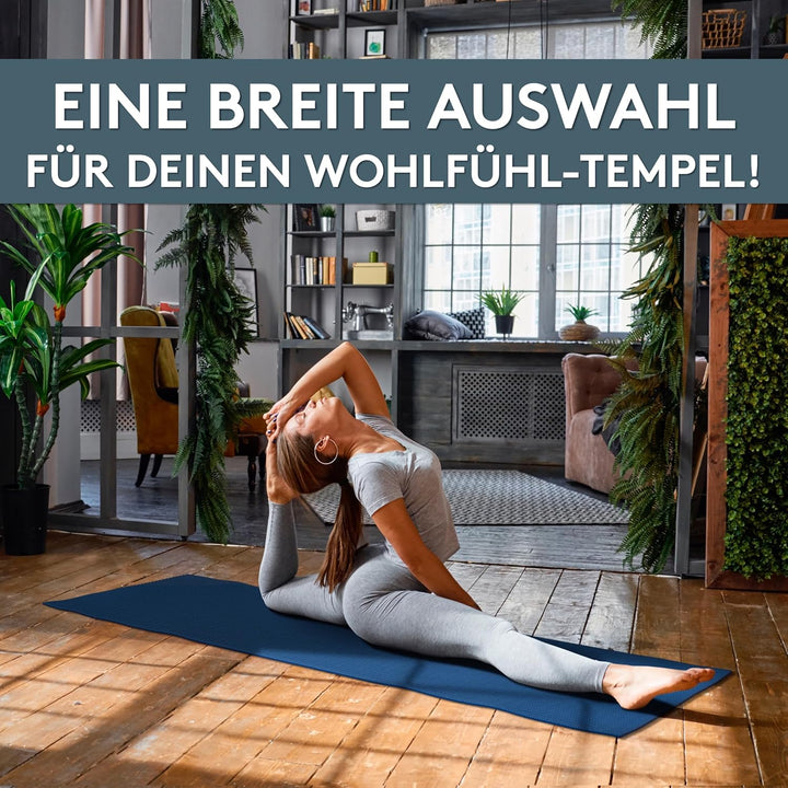 LILENO SPORTS Yoga Matte (180x60cm) inkl. Tragegurt - Sport und Yogamatte extra rutschfest in 4 mm D