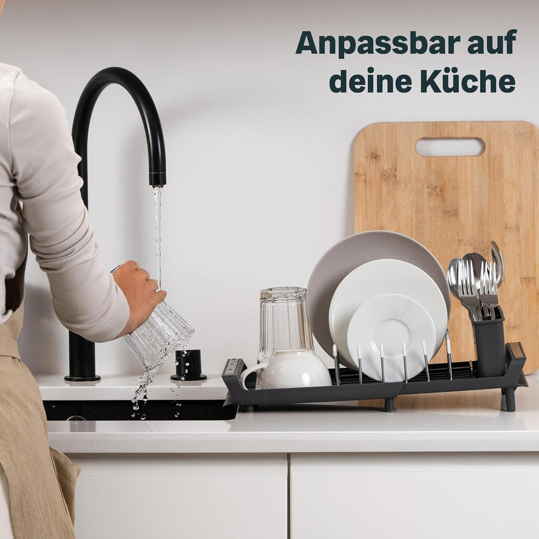 SILBERTHAL Geschirr Abtropfgestell Klein - Rostfrei - Mit Abtropfschale, Geschirrkorb, Besteckkasten
