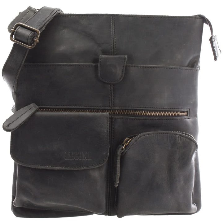 LECONI Umhängetasche Rinds-Leder kleine Schultertasche Damen + Herren Vintage-Look Schultertasche Le