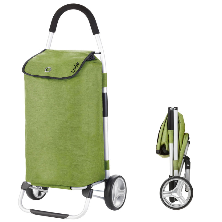 Cruiser Einkaufswagen 45ltr - Faltbare einkaufstrolley klappbar - Mit ladenhaken (Grun), Grun