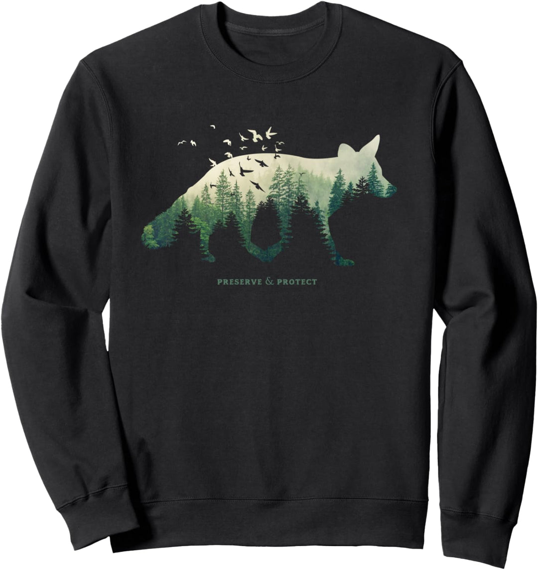 Preserve & Protect Umweltschutz Klimaschutz Fuchs Silhouette Sweatshirt