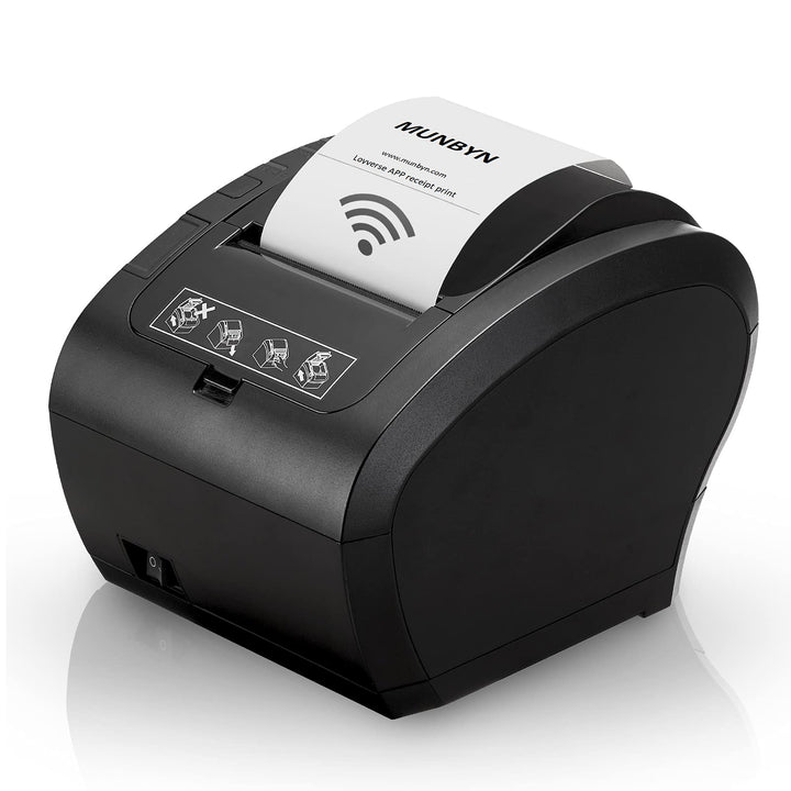 MUNBYN Thermodrucker WiFi 300mm/s Bondrucker Belegdrucker Quittungsdrucker Auto-Cut für Schublade, B
