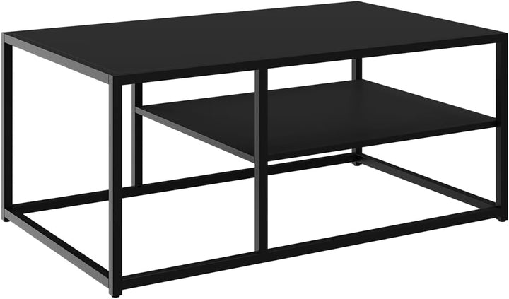 skølm Skadi Couchtisch aus Metall – Wohnzimmertisch mit 2 Ablagen – Beistelltisch in Schwarz – Sofat