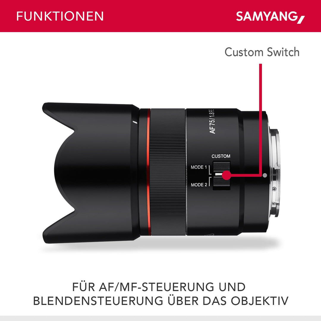 Samyang AF 75mm F1.8 FE (Tiny but Absolute) – Porträt Objektiv Autofokus Vollformat und APS-C Festbr