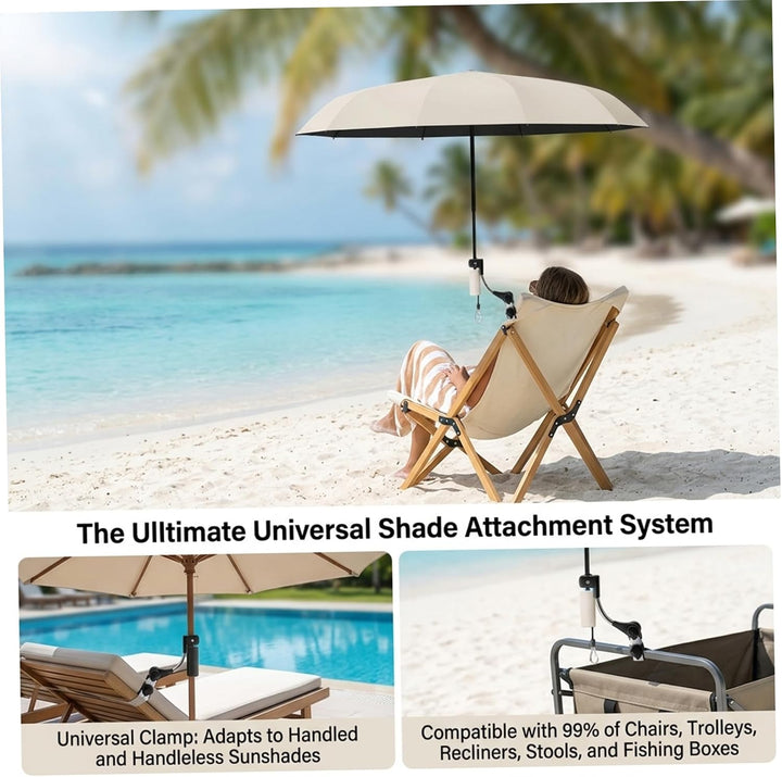 Tragbarer Clip-Sonnenschirm für Stühle, 360° Verstellbarer Sonnenschutz mit Klemme für Strand-, Camp