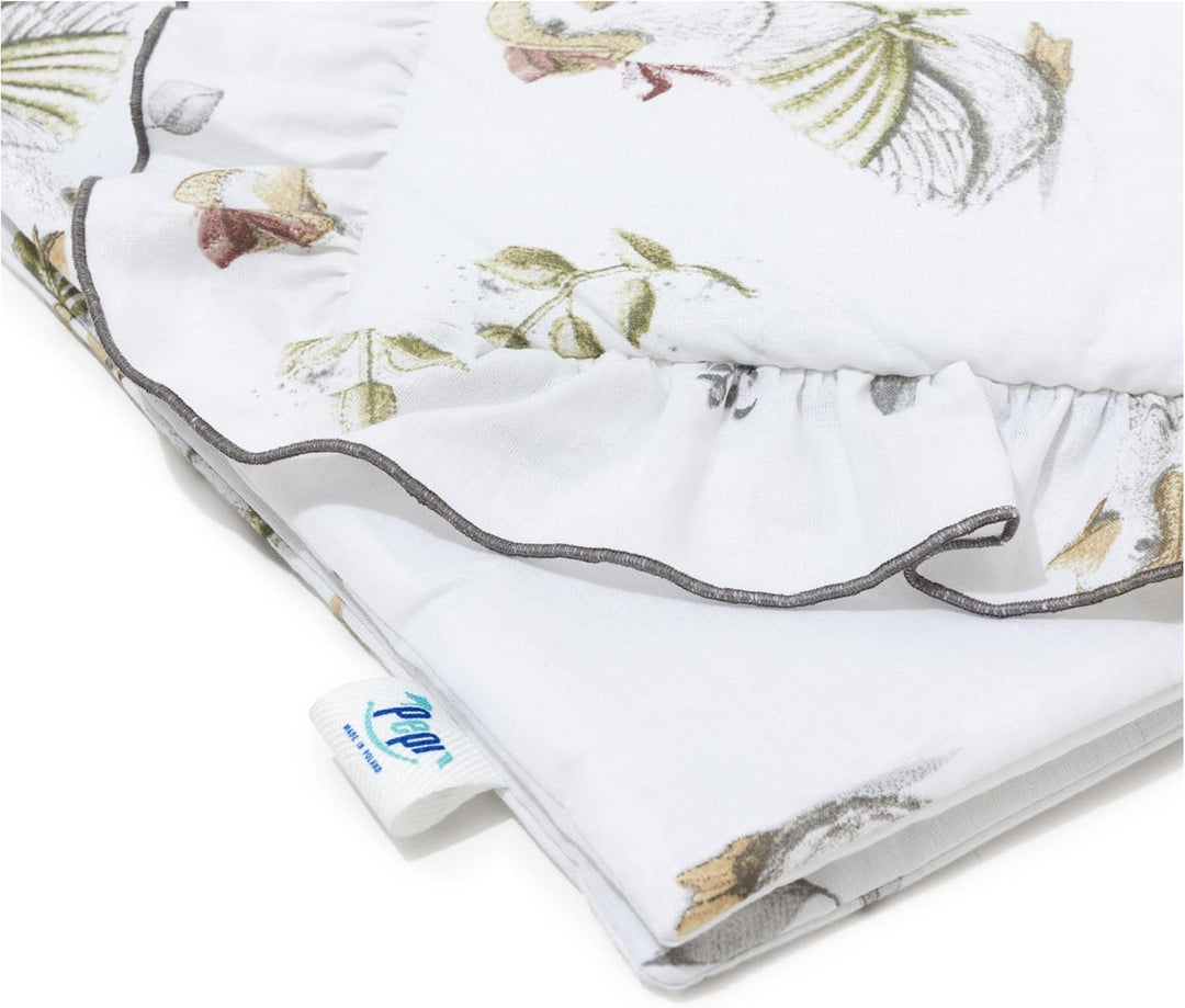 Pepi - Bettwäsche Weiss Rüschen - Kissen 30×40 und Bettdecke mit Füllung 75×100 - Musselin Bettwäsch